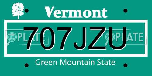 707JZU Vermont License Plate