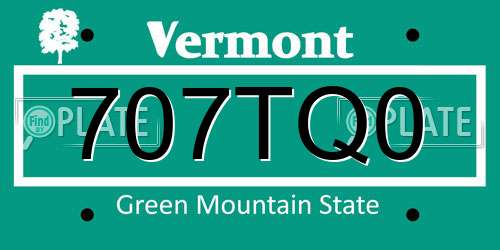 707TQ0 Vermont License Plate