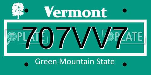 707VV7 Vermont License Plate