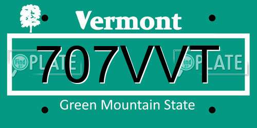 707VVT Vermont License Plate