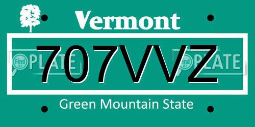 707VVZ Vermont License Plate