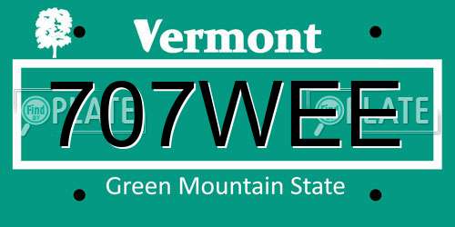 707WEE Vermont License Plate