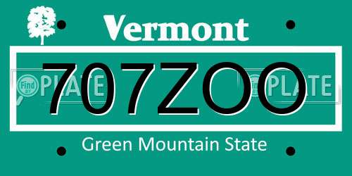 707ZOO Vermont License Plate