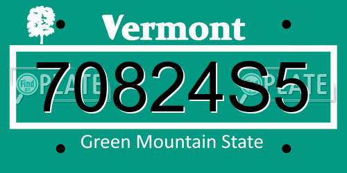70824S5 Vermont License Plate
