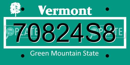 70824S8 Vermont License Plate
