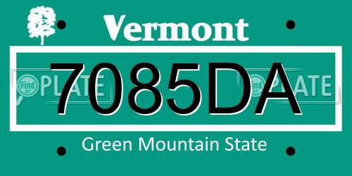 7085DA Vermont License Plate