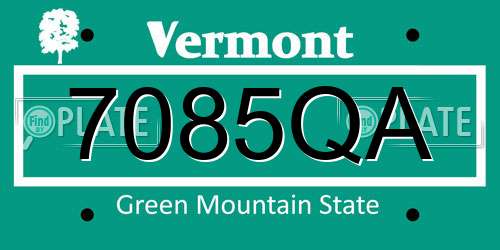 7085QA Vermont License Plate