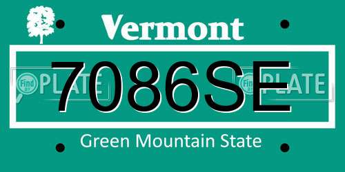 7086SE Vermont License Plate