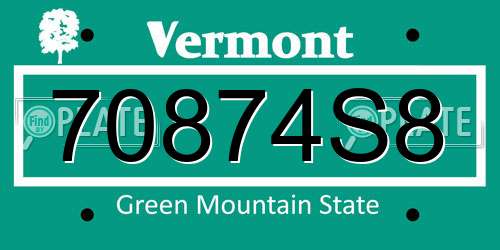 70874S8 Vermont License Plate