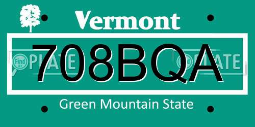 708BQA Vermont License Plate