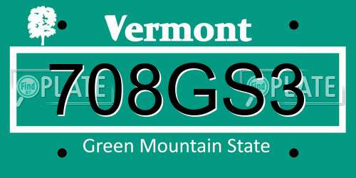 708GS3 Vermont License Plate