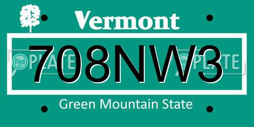 708NW3 Vermont License Plate