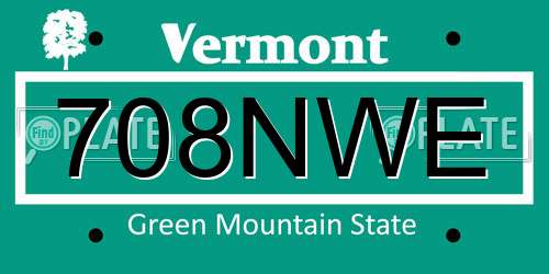 708NWE Vermont License Plate