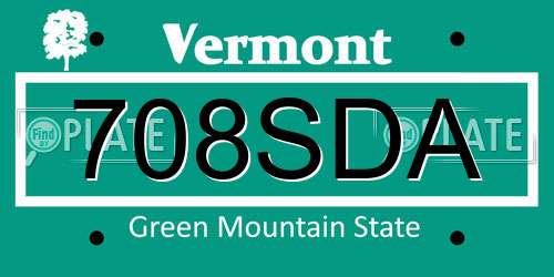 708SDA Vermont License Plate