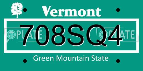 708SQ4 Vermont License Plate
