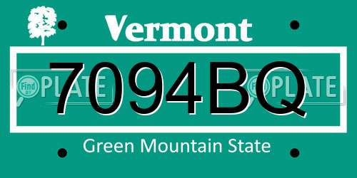 7094BQ Vermont License Plate