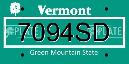 7094SD Vermont License Plate