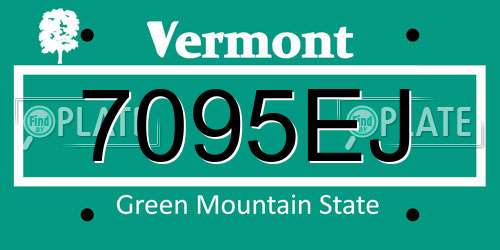 7095EJ Vermont License Plate