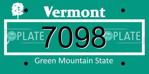 7098 Vermont License Plate