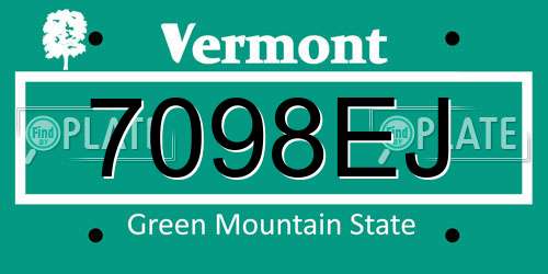 7098EJ Vermont License Plate