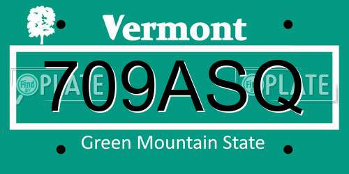 709ASQ Vermont License Plate