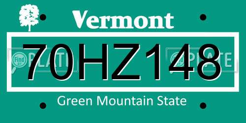 70HZ148 Vermont License Plate