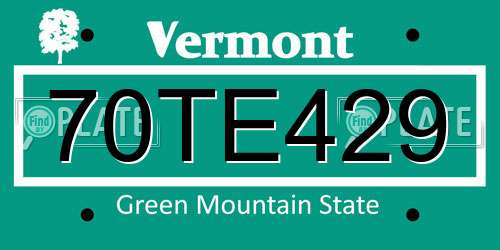 70TE429 Vermont License Plate