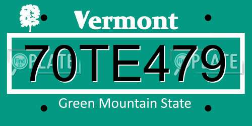70TE479 Vermont License Plate