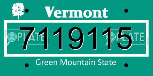 7119115 Vermont License Plate