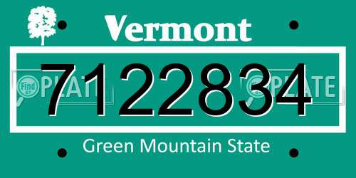 7122834 Vermont License Plate
