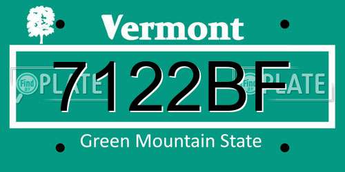 7122BF Vermont License Plate
