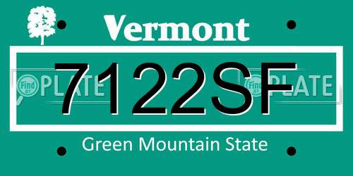 7122SF Vermont License Plate