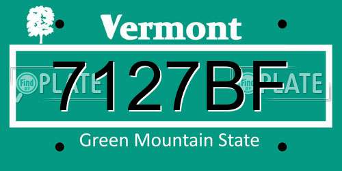 7127BF Vermont License Plate