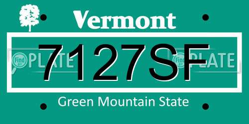 7127SF Vermont License Plate