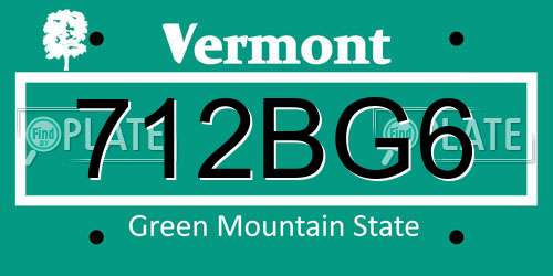 712BG6 Vermont License Plate