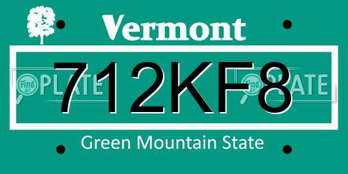 712KF8 Vermont License Plate