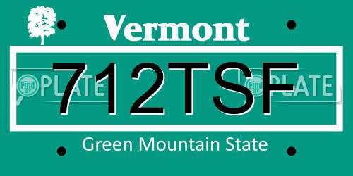 712TSF Vermont License Plate