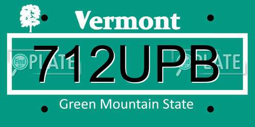 712UPB Vermont License Plate