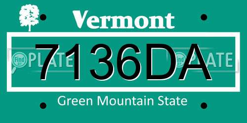 7136DA Vermont License Plate