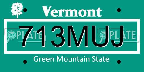 713MUJ Vermont License Plate