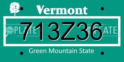 713Z36 Vermont License Plate
