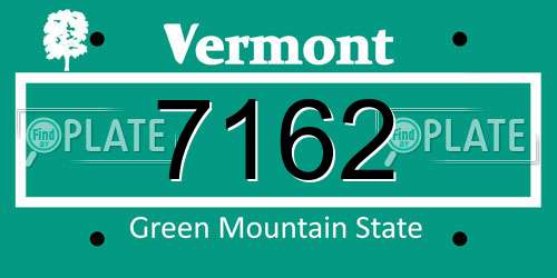 7162 Vermont License Plate