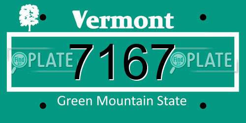 7167 Vermont License Plate