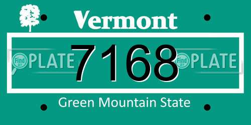 7168 Vermont License Plate
