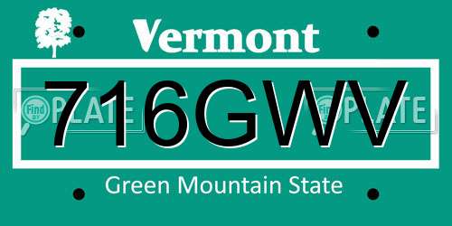 716GWV Vermont License Plate