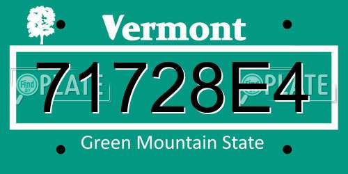 71728E4 Vermont License Plate