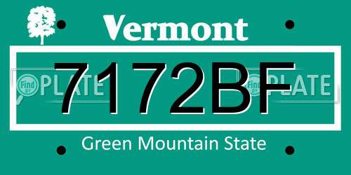 7172BF Vermont License Plate