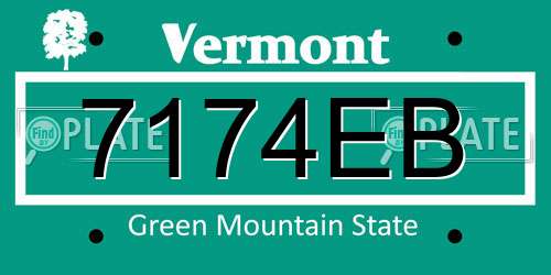 7174EB Vermont License Plate