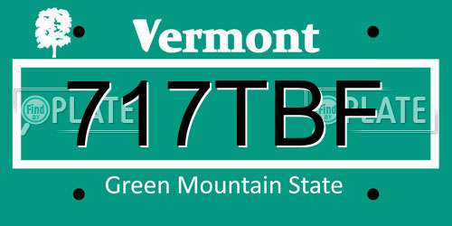 717TBF Vermont License Plate