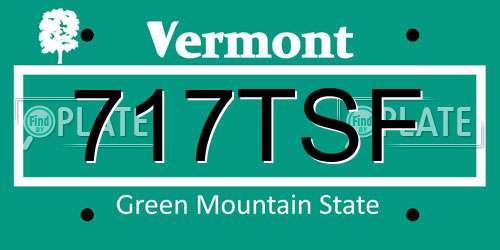 717TSF Vermont License Plate